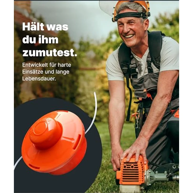 NEMAXX Fadenspule FS1 Tap & Go, Doppelfaden Trimmerkopf für Motorsense, 380 mm Schnittkreis, drehzahlfest bis 10.500 U/min, bruchsicher, orange – Bild 5