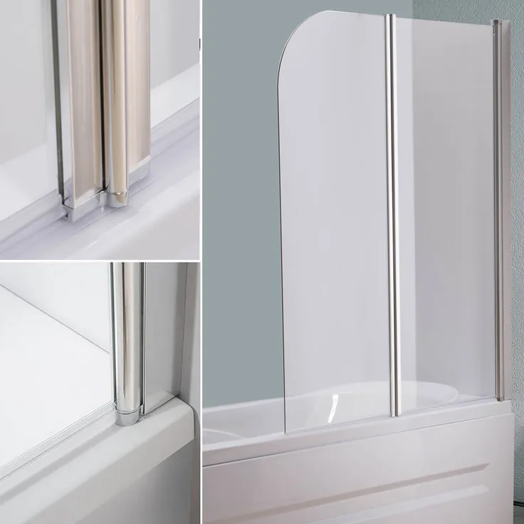 133CM Glas Duschabtrennung Duschwand Badewannenaufsatz Faltwand Klarglas NEU
