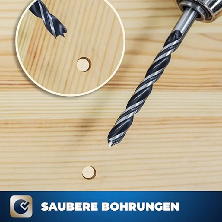S&R Holzbohrer-Set, 8-tlg. Spiralbohrer-Satz (3-10mm) für Weichholz, Sperrholz, Gipskarton, MDF & Hartholz – mit Zentrierspitze und Förderspirale – Bild 5