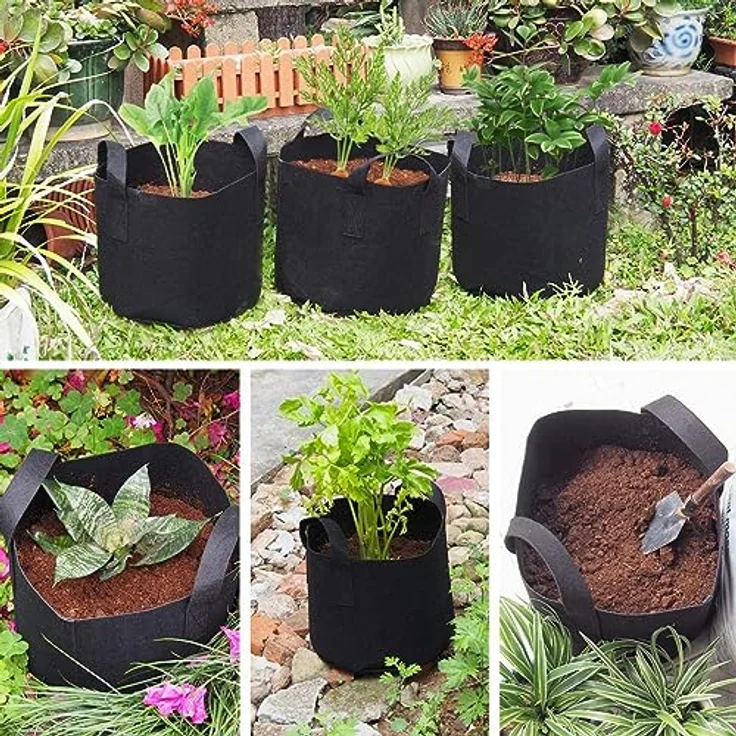 König Design Pflanztaschen Set aus Vliesstoff, 30 Stück, atmungsaktiv und wiederverwendbar für Balkon, Terrasse und Garten – Bild 7