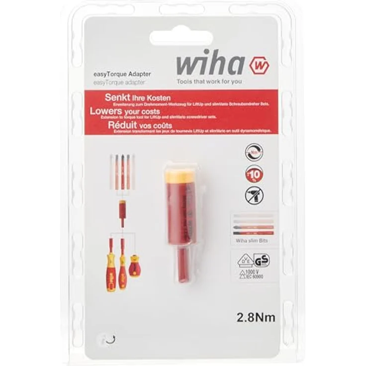 Wiha easyTorque Adapter electric, Drehmomentadapter für slimBits und slimVario Halter, 2.80 Nm, isoliert – Bild 1