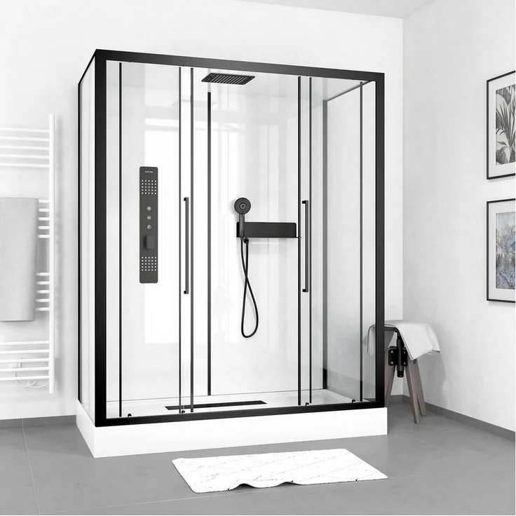 Marwell Komplettdusche White XXL, BxT: 160x85 cm, Einscheibensicherheitsglas, inkl. Armaturen – Bild 1