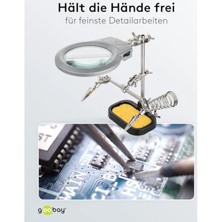 Fixpoint 51226, Löthlife dritte Hand mit Lupe und Lötkolbenhalter die Ideale Hilfe für alle filigranen Lötarbeiten,schwarz – Bild 9