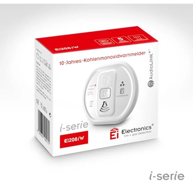 Ei Electronics Professional i-serie Kohlenmonoxidwarnmelder mit fest eingebauter -Lithiumbatterie, funkvernetzbar mit Funkmodul Ei200MRF, weiß, Ei208iW - 3XD – Bild 5