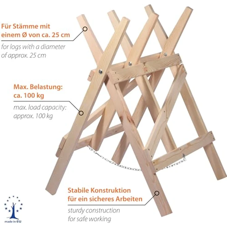 dobar Sägebock, klappbare Sägehilfe, max. Belastbarkeit 100 kg, aus Holz – Bild 4