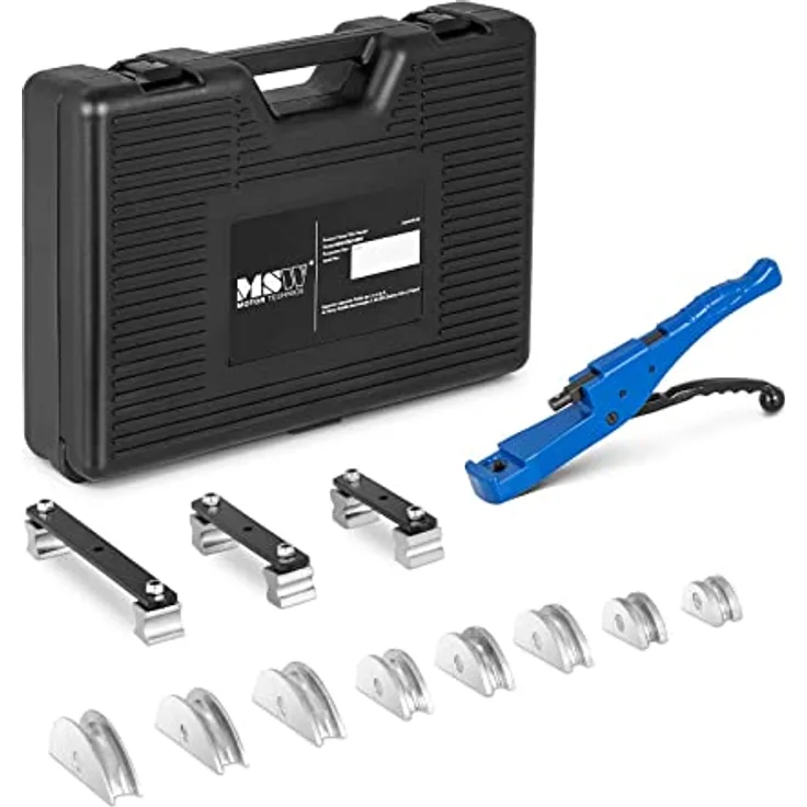 MSW MSW-TBHY-02N Rohrbiegegerät Ø 10-22 mm manuell bis 90° Handrohrbieger - Vielseitiges Rohrbiegegerät für Kupfer- und PEX-Rohre, inkl. 8 Biegeformen, stabiler Werkzeugkoffer - von MSW Motor Technics