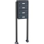 Burg Wächter Briefkastenanlage 4 Parteien anthrazit freistehend mit Standfuß