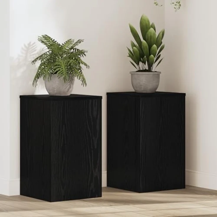 vidaXL Pflanzenständer Set, 2 Stück rechteckig aus Schichtholz in Schwarz-Eiche, 30x30x50 cm, für Innenräume – Bild 2