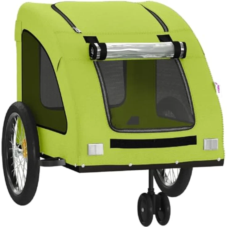 vidaXL Hunde-Transportbox Fahrradanhänger Grün Oxford-Gewebe und Eisen, 45 kg Tragfähigkeit – Bild 5