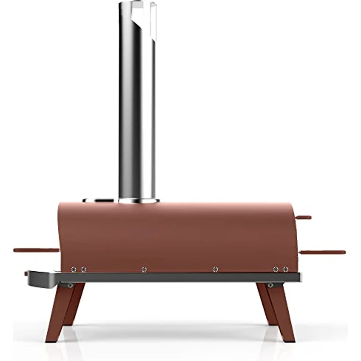 Ziipa Pizzaofen Terracotta, drehbarer feuerfester Stein, für Holzpelletsbetrieb, 40 x 76 x 73 cm – Bild 4