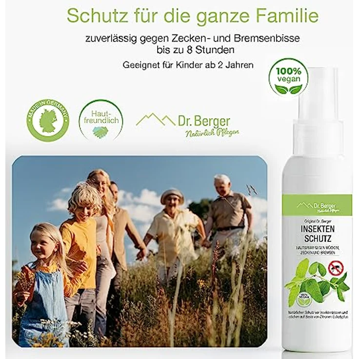 Dr. Berger Insektenspray Insektenschutz Hautspray, 100 ml, vegan, pflanzenbasierte Formel gegen Mücken, Zecken und Bremsen – Bild 5