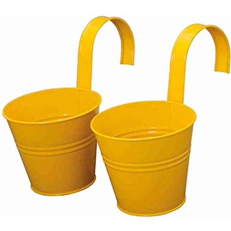 Siena Garden Blumentopf, Pflanzentopf, inkl. Halterung, gelb, 2 Stück, 722604