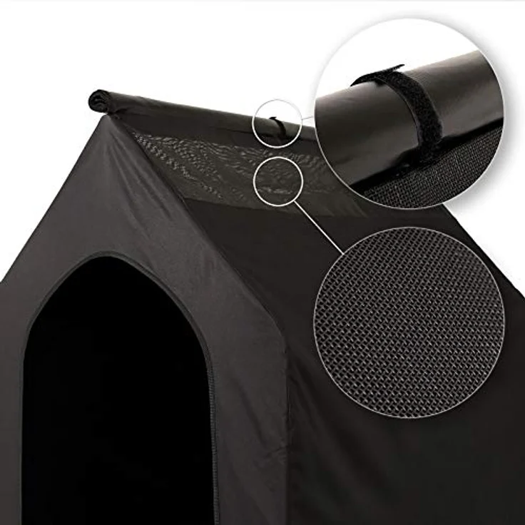 lionto Überdachte Hundeliege erhöhte Hundehütte Hundebett mit Dach, (S) 90x65x85 cm schwarz – Bild 4