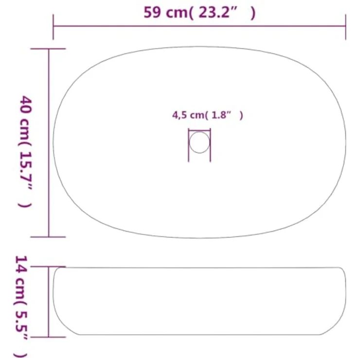 vidaXL Aufsatzwaschbecken, Oval Waschbecken mit Muster, Handgefertigt Waschtisch Waschschale für Badezimmer, Handwaschbecken Spülbecken, Sandfarben Braun 59x40x14 cm Keramik – Bild 4