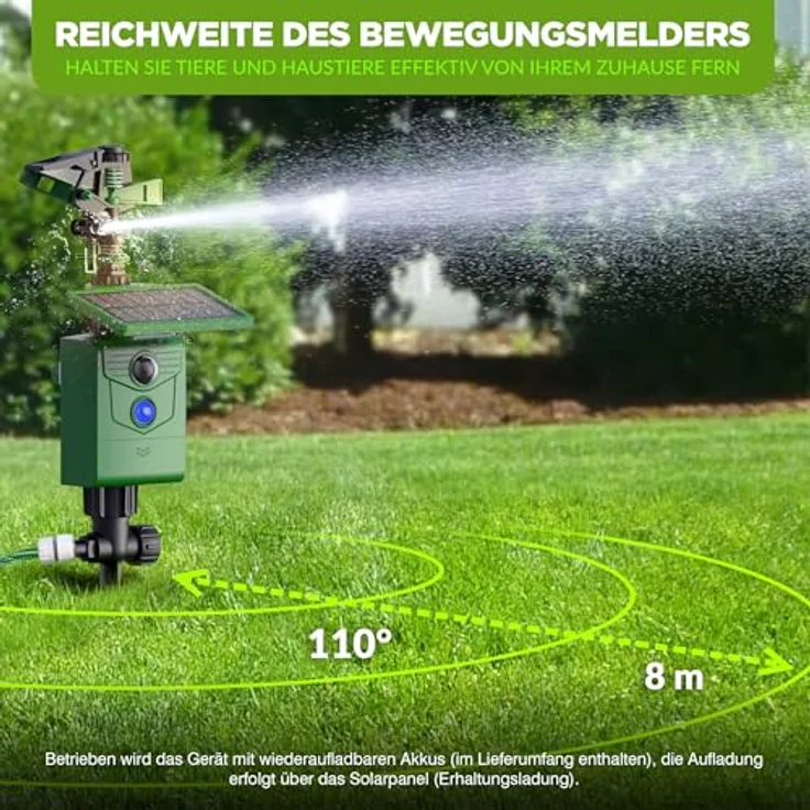 ISOTRONIC® Wasserstrahl Plus Licht Tiervertreiber Solar, Effektive Hunde-Katzen-Abwehr mit Bewegungsmelder, einstellbare Reichweite, IP65 Wetterfest, für Garten und Wildtierabwehr – Bild 5