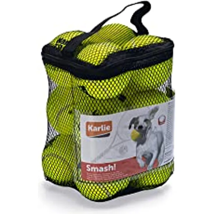 Karlie 45634 Spielzeugtrommel mit 12 Tennisbällen ø: 6 cm gelb