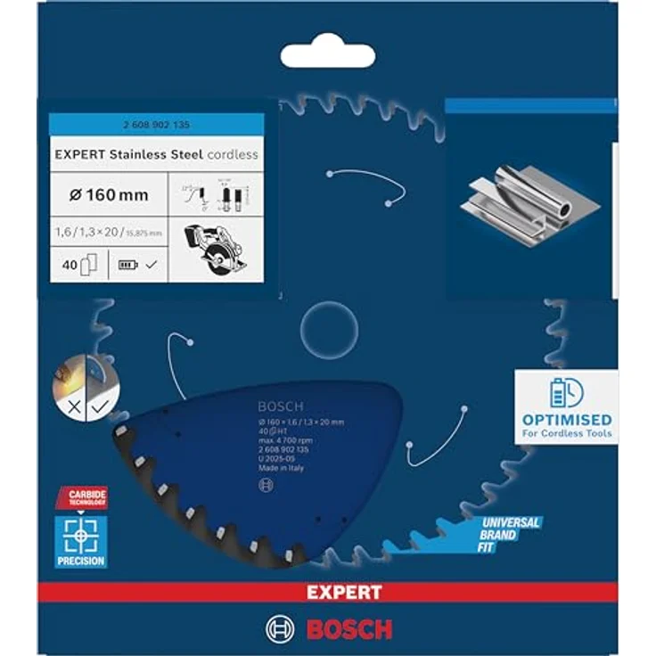 Bosch EXPERT Stainless Steel Kreissägeblatt, Ø 160 mm, für Edelstahl, Akku-Metallkreissäge, robust dank Carbide Technology – Bild 2