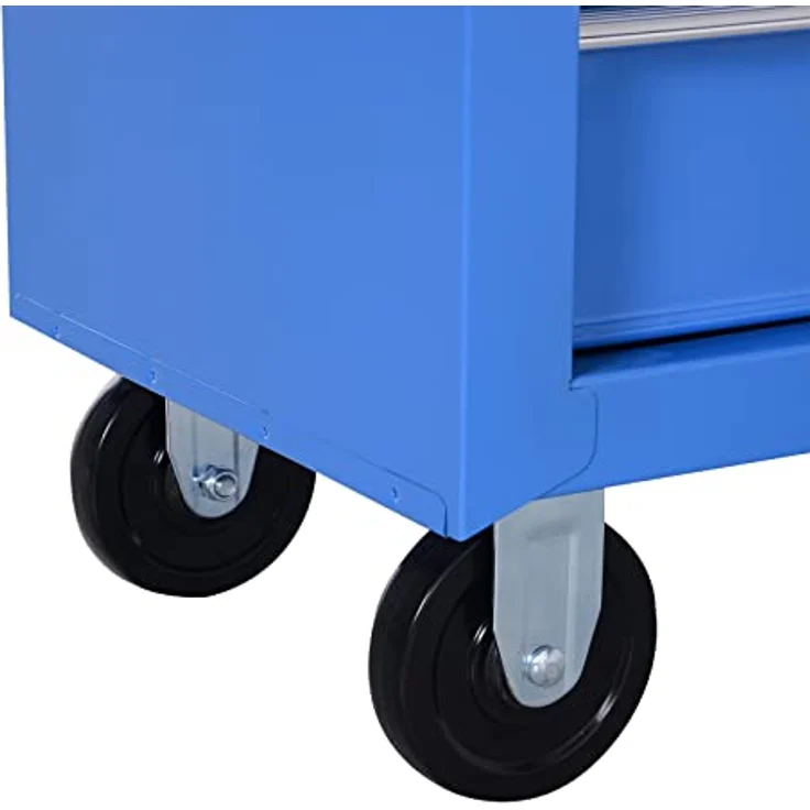 Homcom® Fahrbarer Werkstattwagen Werkzeugwagen Rollwagen Werkzeugkasten mit 5 Schubladen blau – Bild 10
