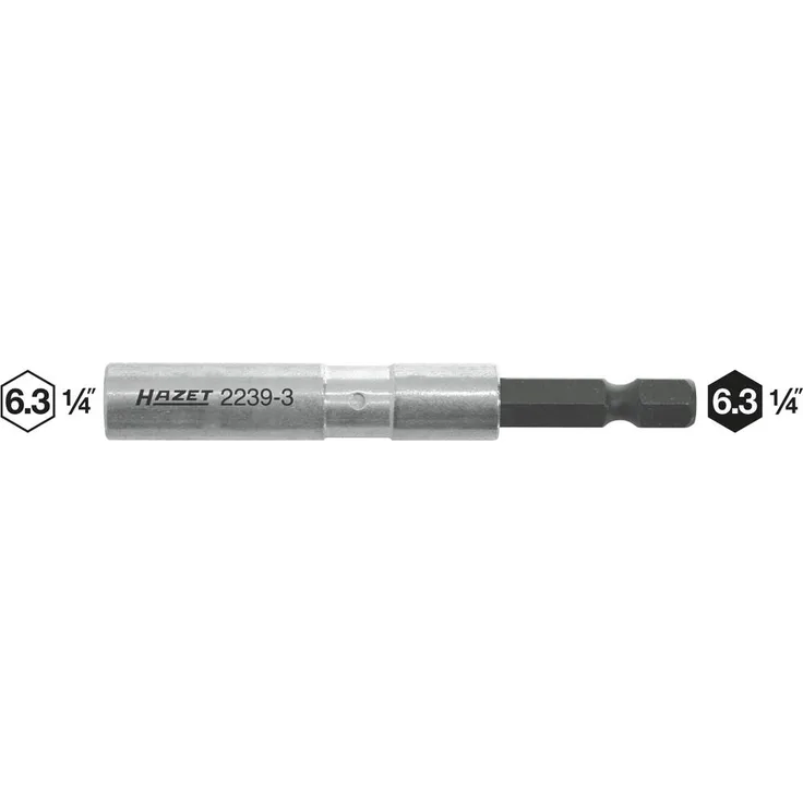 Hazet 2239-3 Verbindungsteil, Edelstahl mit Dauermagnet für 1/4″ Bits, DIN 7427-B, Made in Germany