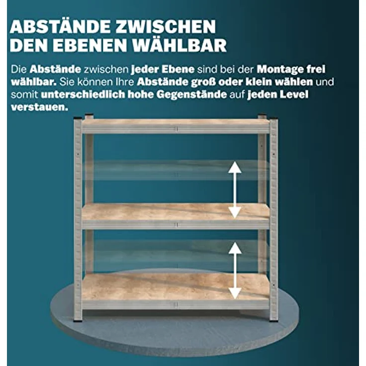 Deuba Reifenregal 8 Reifen 795 kg 180x120x40cm inkl. Gummischutz höhenverstellbar MDF Ablage Lagerregal Schwerlastregal – Bild 4