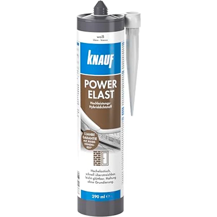 Knauf POWER-ELAST Hochleistungs Hybrid-Dichtstoff, weiß, 290 ml - Dauer-elastische Anschluss-Fugen für Holz, Stein, Mauerwerk und Gips-Platten – Bild 1