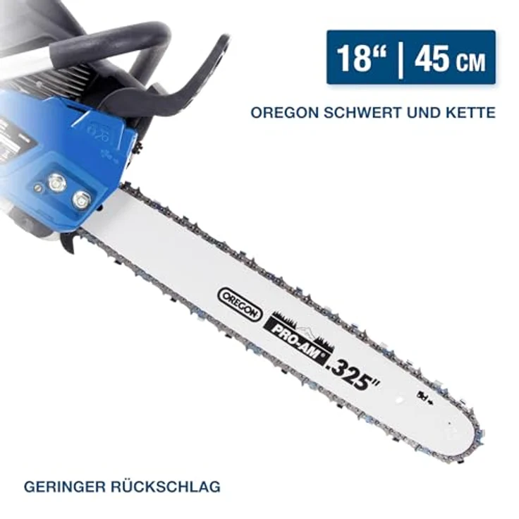 HYUNDAI CS4618G Benzin-Kettensäge, 45 cm/18" Oregon Schwert, 2.3 PS, Hubraum 45.02 cm³, inkl. Werkzeugset – Bild 3