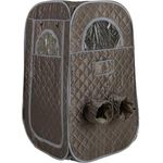 COSTWAY Sauna, aufklappbare Dampfsauna mit Sitz, 9-stufige Temperaturregelung, 3 l Dampfgenerator, Schwarz