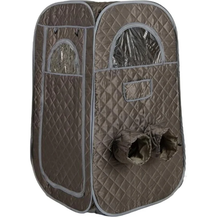 COSTWAY Sauna, aufklappbare Dampfsauna mit Sitz, 9-stufige Temperaturregelung, 3 l Dampfgenerator, Schwarz