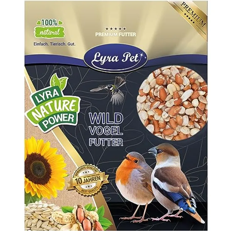 Lyra Pet® | 25 kg Erdnusskerne Splits Gemischt Blanchiert & mit Haut | Ballaststoffreiches Wildvogelfutter | Teilblanchierte, Geteilte Erdnüsse | Ideal im Sommer & Winter | Energiequelle für Wildvögel