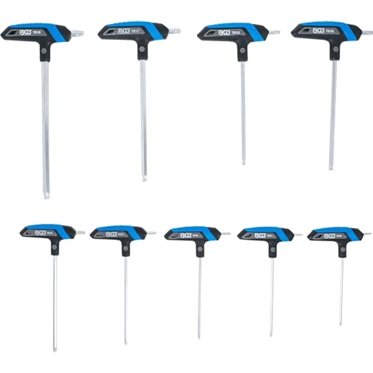 BGS T-Griff-Schlüssel-Satz, 9-teiliges Set für Torx-Schrauben T10 bis T50 mit ergonomischem Griff und Metallhalter – Bild 3