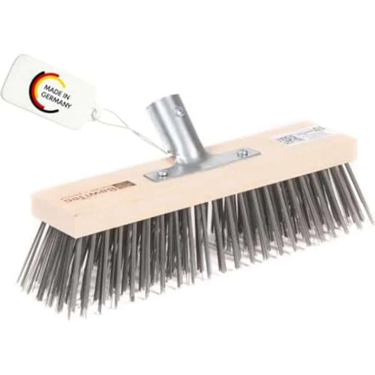 BawiTec Profi Stahldrahtbesen 30cm, Metallbesen mit stabilem Metall-Stielhalter für Stiele Ø27-28mm, ideal für grobe Verschmutzungen im Außenbereich