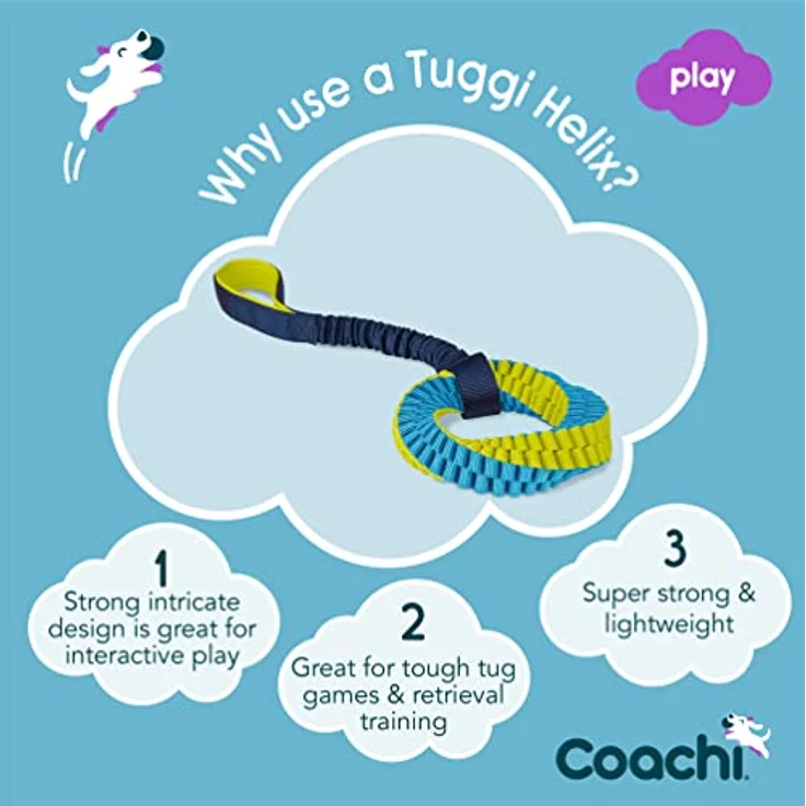 Company of Animals Coachi Tuggi Helix, leichtes und robustes Tierspielzeug mit dehnbarem Bungee-Griff für Belohnungs- und Rückruftraining, ideal für Welpen und Agility – Bild 2