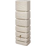 4rain Slim Wandtank sandbeige - Regentonne mit 350 Liter Volumen, Steinoptik, UV-stabil und 5 Gewindeanschlüssen