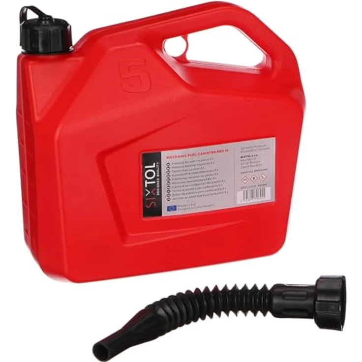 SIXTOL Kunststoffkanister MECHANIC FUEL CANISTER rot, 5L, chemikalienbeständig mit LDPE-Ausgießer und Sichtfenster – Bild 2