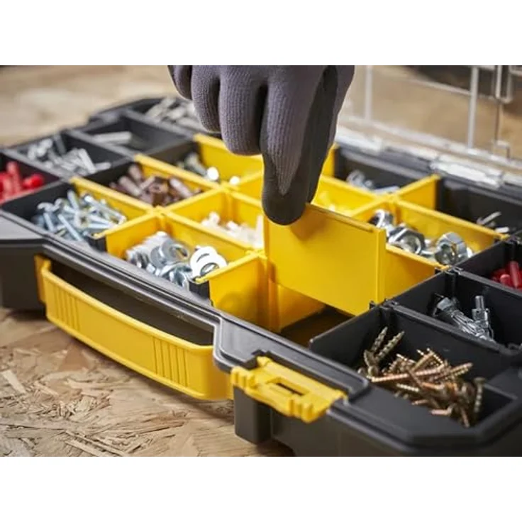 STANLEY FMST17838-1 PRO-STACK™ 2/3 Organiser, transparent mit herausnehmbaren Trennwänden und stapelbarem Design – Bild 5