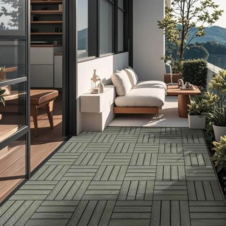 Home Deluxe WPC Klickfliesen BAVARO PREMIUM, Antik - 5 m² Holzoptik, pflegeleicht und wetterbeständig, Klicksystem zur einfachen Verlegung – Bild 3