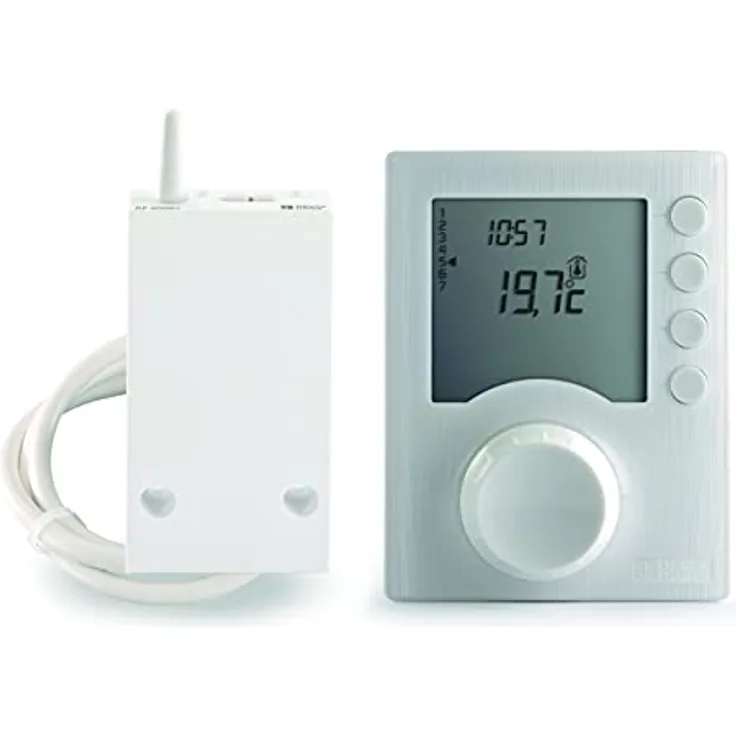 Delta Dore Tybox 137+, Programmierbares Raumthermostat für Zentralheizung mit Funkfrequenz, Weiß