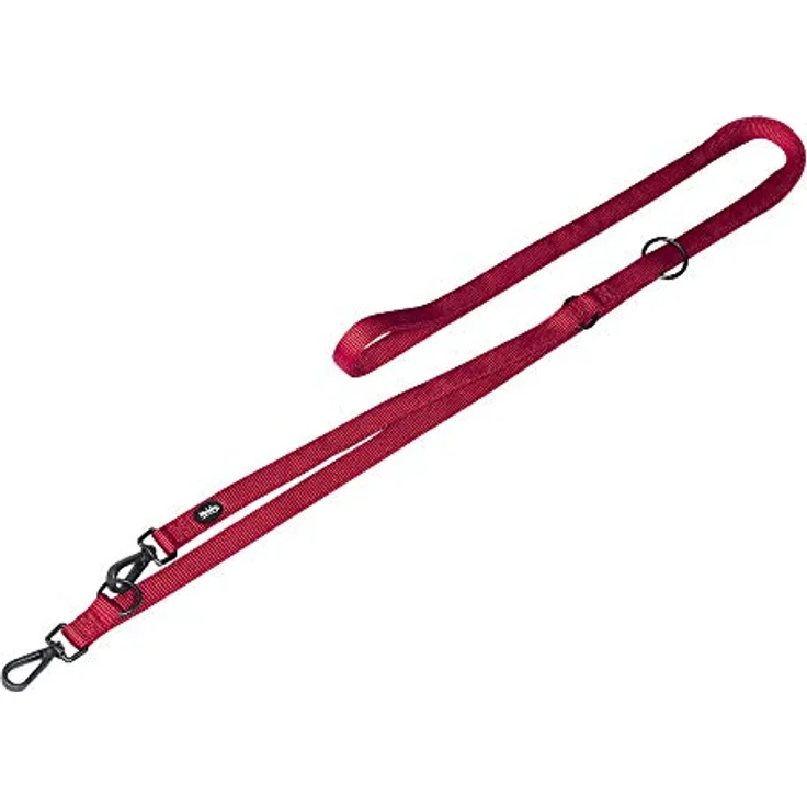 Nobby Führleine Classic Comfort, extra lang 300 cm, 15 mm breit, rot, aus weichem Nylon, 3-fach verstellbar, doppelt genäht, metallteile matt schwarz – Bild 1