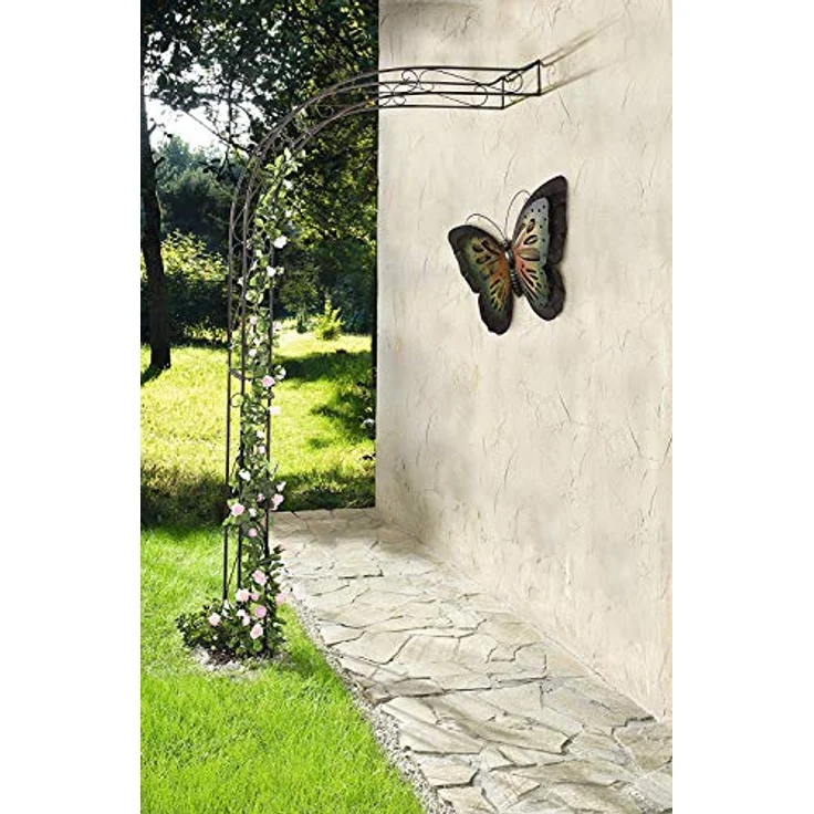 Dekoleidenschaft Rankhilfe Halbbogen aus Metall in Rost-Optik, Rankhilfe, Pergola, Rankbogen, Halb-Rosenbogen, Wandbogen halbrund, Metallbogen, Spalier – Bild 2