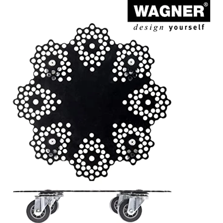Wagner Pflanzenroller GH 0949, Schwarz Matt, 30 cm x 30 cm, mit Lochmuster und 100 kg Tragkraft, ideal für Balkon und Garten – Bild 5