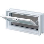 Fuchs Design Lüftungsfenster (484x239x80 mm) Weiß anstatt 2 Glasbausteine im Format 24x24x8 cm – mit Fliegengitter