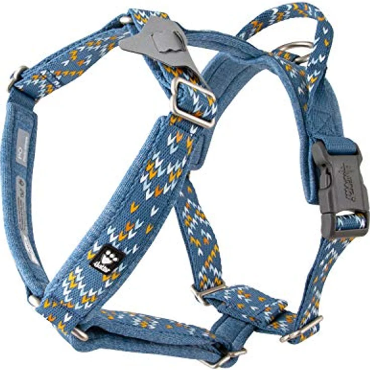 Hurtta Razzle Dazzle Y-Gurtzeug, Heidelbeere, 80 - 100 cm (Hund), Halsband + Leine – Bild 1