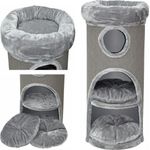 nanook Kratztonne Goliath grau 100 cm - Extra standfest mit schwerer Bodenplatte, 2 Kissen, große Schlafmulde mit Plüschrand