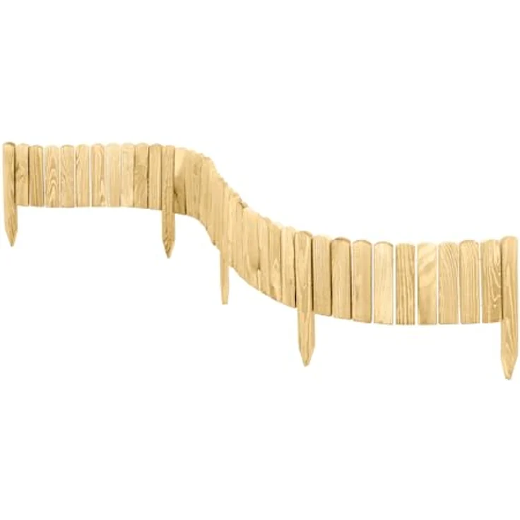 Garronda Beeteinfassung Holz Rollzaun Gartenzaun Flexibler Rollborder Rasenkante Palisade Umzäunung für Garten Länge: 200 cm GD-0046 (Natural, Nicht imprägniert, Höhe: 20 cm) – Bild 3