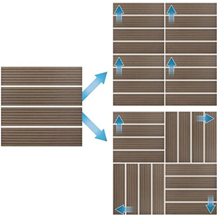 ECD Germany WPC Terrassenfliesen 30x30 cm 22er Spar Set für 2m² Dunkelbraun in Holzoptik für Garten Balkon Bodenbelag mit Drainage, Klicksystem Terrassendielen Balkonfliesen Klickfliesen Holzfliesen – Bild 5