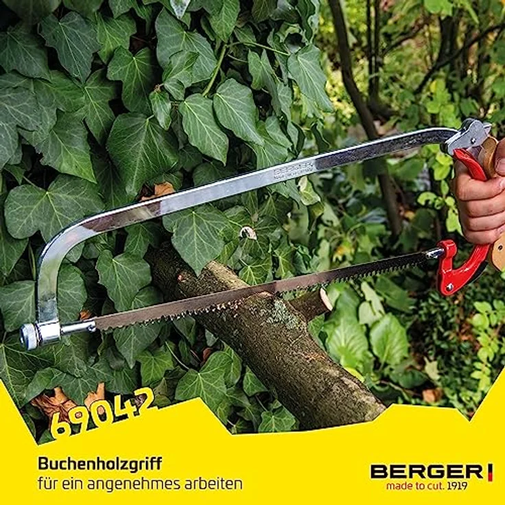 Berger Handbügelsäge 69042 mit Buchenholzgriff und stufenlos drehbarem Sägeblatt, Länge 35 cm – Bild 4