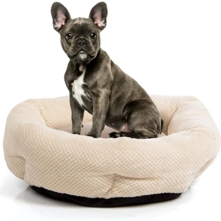 Wallace & Jones | Hundebett beige Cloey - gemütliches Hundekörbchen für kleine Hunde | sechseckige Form, rutschfest | Größe S 50 x 50 x 15 cm – Bild 1