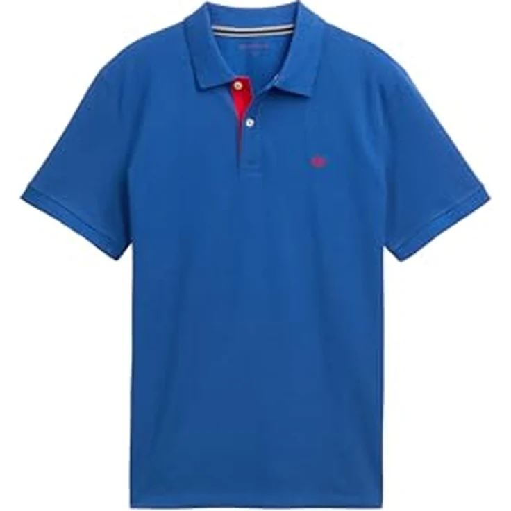 TOM TAILOR Poloshirt mit Knopfleiste und Logo, Baumwolle in Single Jerseystoff, dehnbar, blau – Bild 7