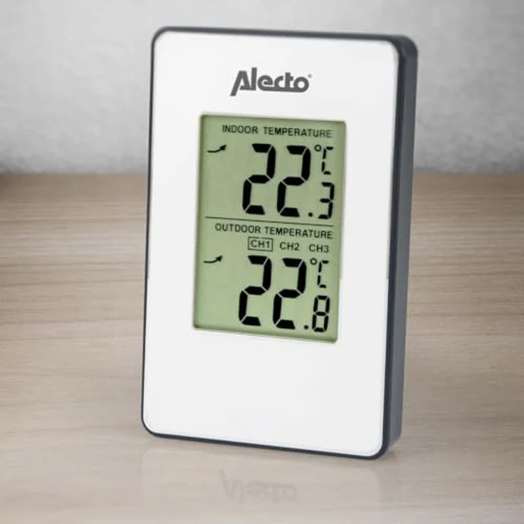 Alecto WS-1050 Wetterstation mit kabellosem Außensensor, großem Display, 30m Reichweite, Innen- und Außentemperatur, weiß, 14 x 2 x 12 cm – Bild 2