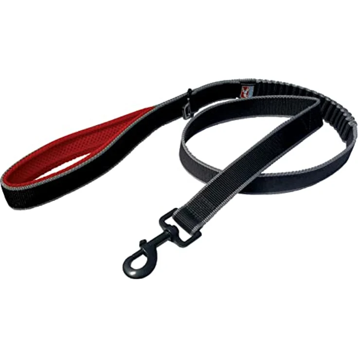 Kurgo Rückfedernde Leine Wander- und Laufleine, Gepolsterter, atmungsaktiver Netzgewebe-Griff, 122-137 cm Länge, Schwarz/Rot – Bild 4